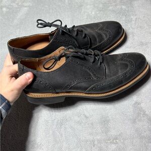 COLE HAAN Mens Casual Dress Shoes Black Leather Wingtip Oxfords Mens Size 10M